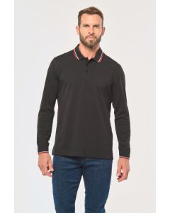 Heren polo van piquétricot met lange mouwen 