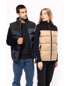 Tweekleurige gewatteerde bodywarmer uniseks