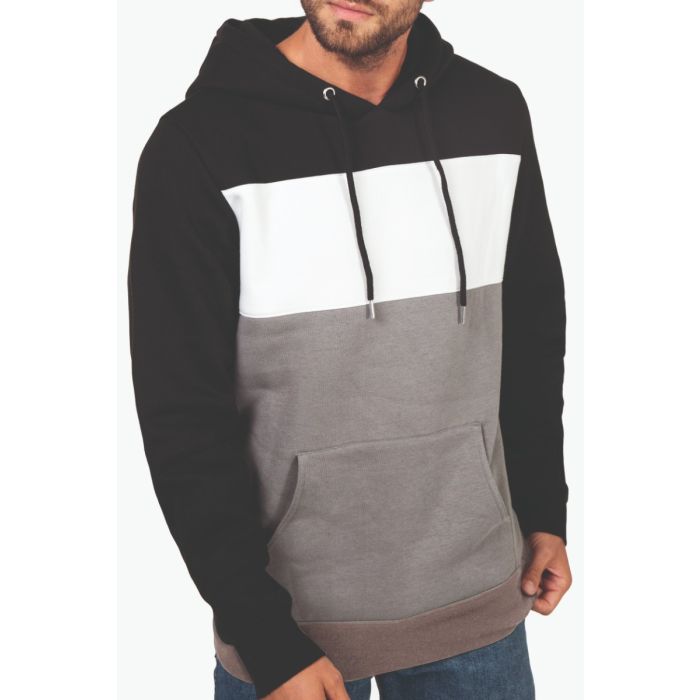 Driekleurige unisex sweater met capuchon