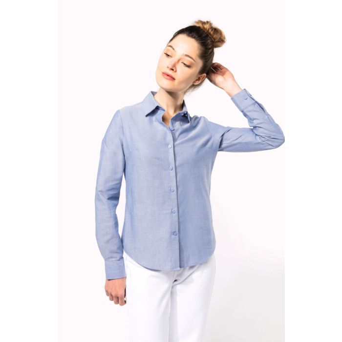 Dames oxford blouse lange mouwen