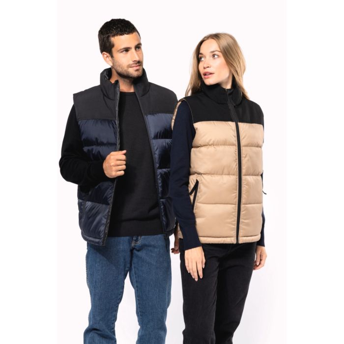 Tweekleurige gewatteerde bodywarmer uniseks