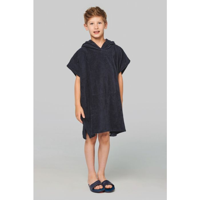 Kinderponcho met capuchon van badstof